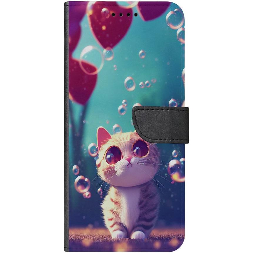 Samsung Galaxy A32 5G Handyhülle - Kunstleder Hülle mit Lasche - Motiv 3475 Katze Cartoon - oder selbst gestalten