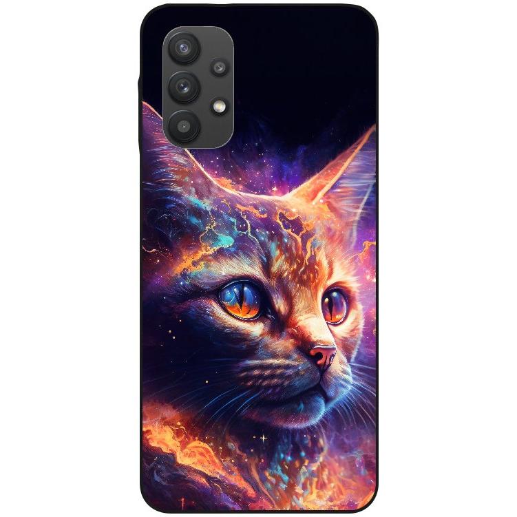 Samsung Galaxy A32 5G Handyhülle - schwarze Silikon Hülle - Motiv 3531 Katze animiert - oder selbst gestalten