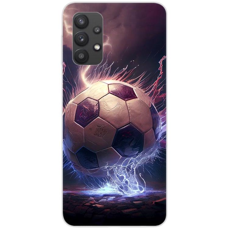 Samsung Galaxy A32 4G Handyhülle - Silikon Hülle transparent - Motiv 3498 Fußball Blitze - oder selbst gestalten