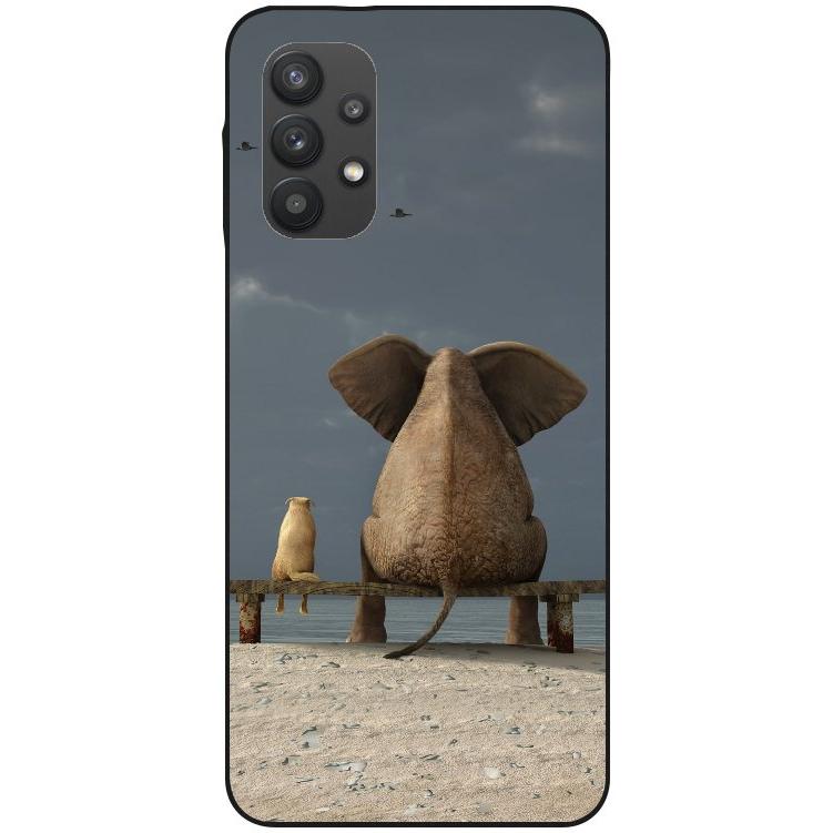 Samsung Galaxy A32 5G Handyhülle - schwarze Silikon Hülle - Motiv 1415 Elefant - oder selbst gestalten