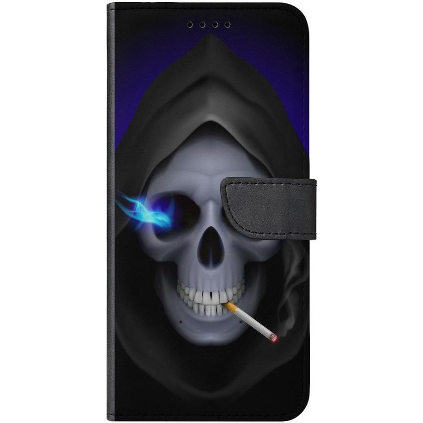 Samsung Galaxy A14 5G Handyhülle - Kunstleder Hülle mit Lasche - Motiv 1048 Totenkopf - oder selbst gestalten