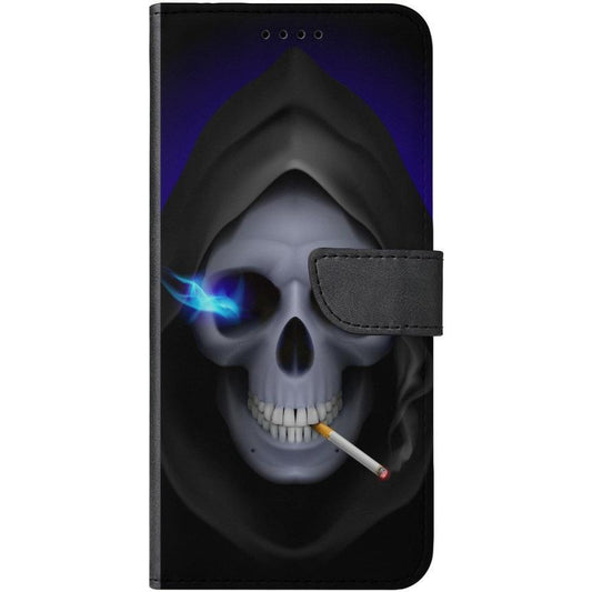 Samsung Galaxy A04s Handyhülle - Kunstleder Hülle mit Lasche - Motiv 1048 Totenkopf - oder selbst gestalten