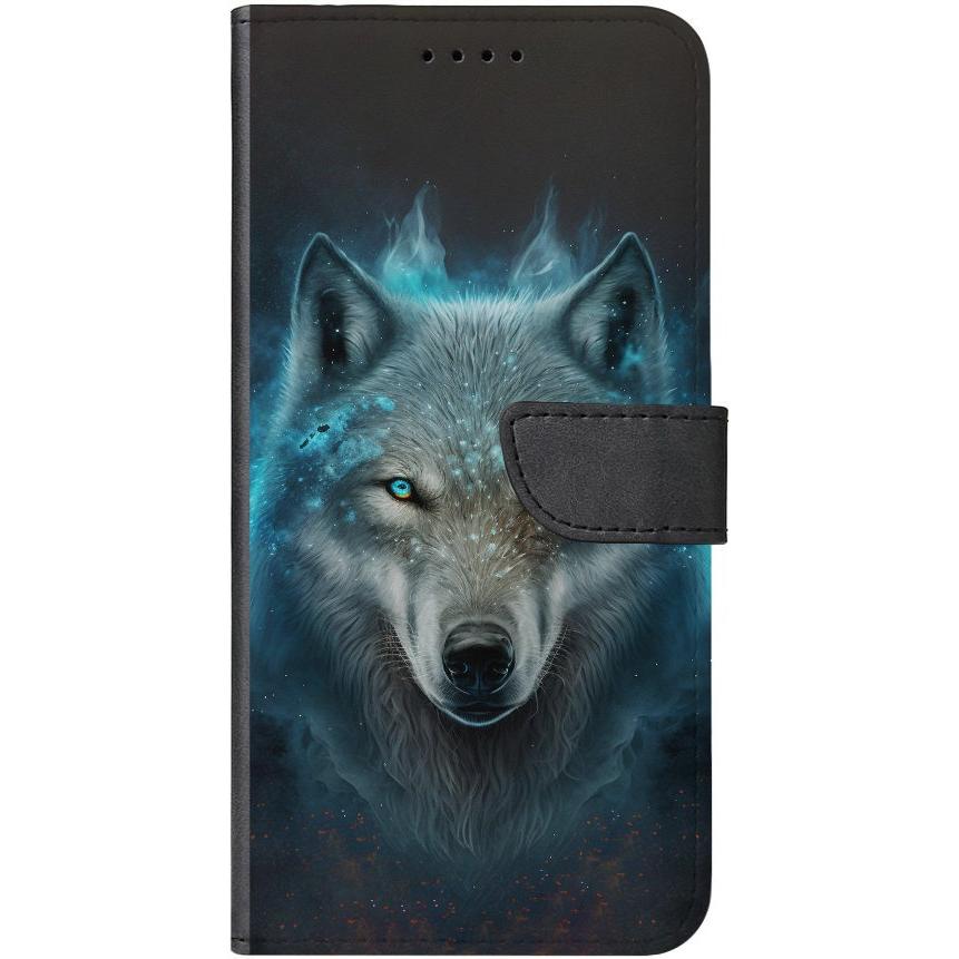 iPhone 7 Handyhülle - Kunstleder Hülle mit Lasche - Motiv 3485 Wolf - oder selbst gestalten