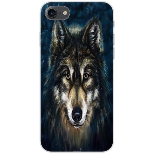 iPhone SE 2020 Handyhülle - Silikon Hülle transparent - Motiv 662 Wolf - oder selbst gestalten