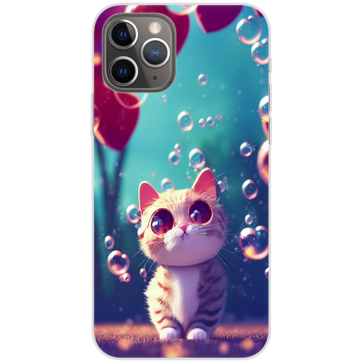 iPhone 11 Pro Handyhülle - Silikon Hülle transparent - Motiv 3475 Katze Cartoon - oder selbst gestalten