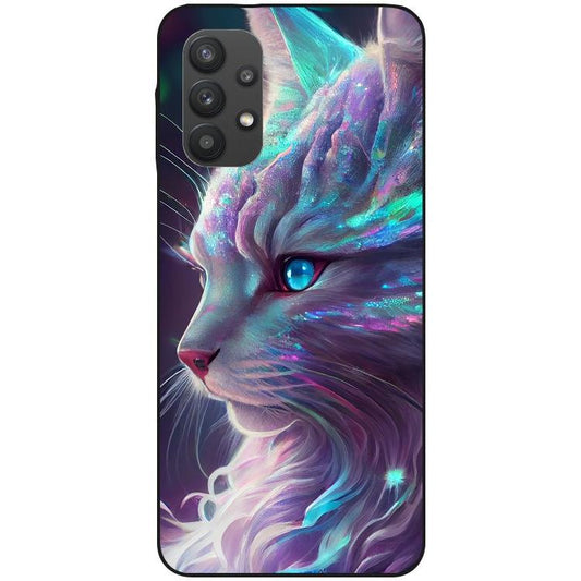 Samsung Galaxy A32 5G Handyhülle - schwarze Silikon Hülle - Motiv 3500 Katze Animiert - oder selbst gestalten