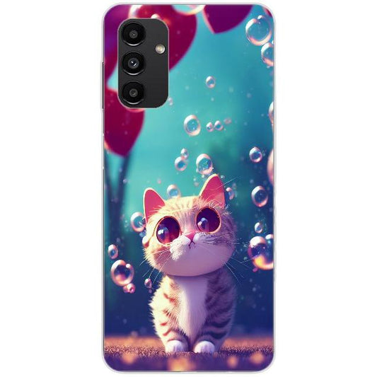 Samsung A13 5G Handyhülle - Silikon Hülle transparent - Motiv 3475 Katze Cartoon - oder selbst gestalten