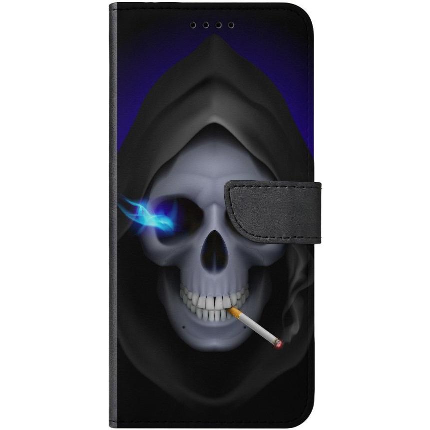 Samsung Galaxy A32 4G Handyhülle - Kunstleder Hülle mit Lasche - Motiv 1048 Totenkopf - oder selbst gestalten