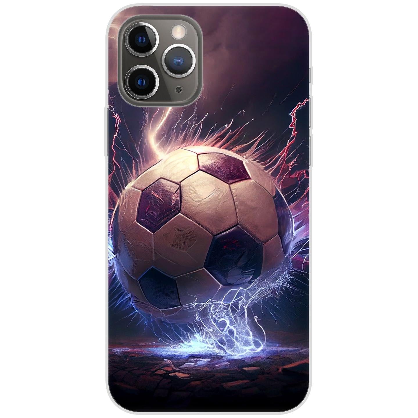 iPhone 11 Pro Handyhülle - Silikon Hülle transparent - Motiv 3498 Fußball Blitze - oder selbst gestalten