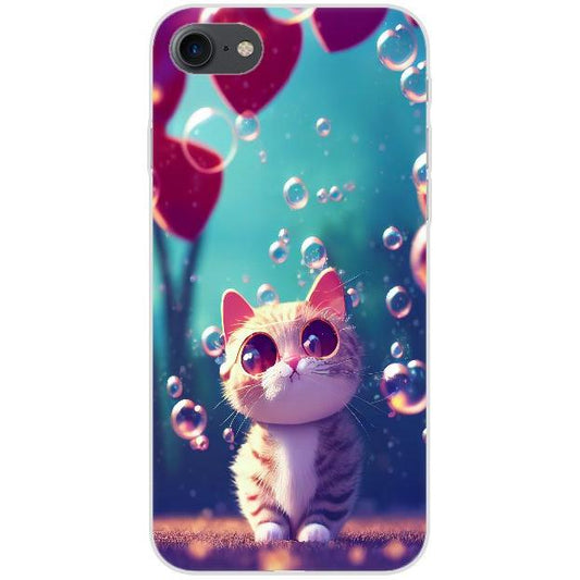 iPhone 7 Handyhülle - Silikon Hülle transparent - Motiv 3475 Katze Cartoon - oder selbst gestalten