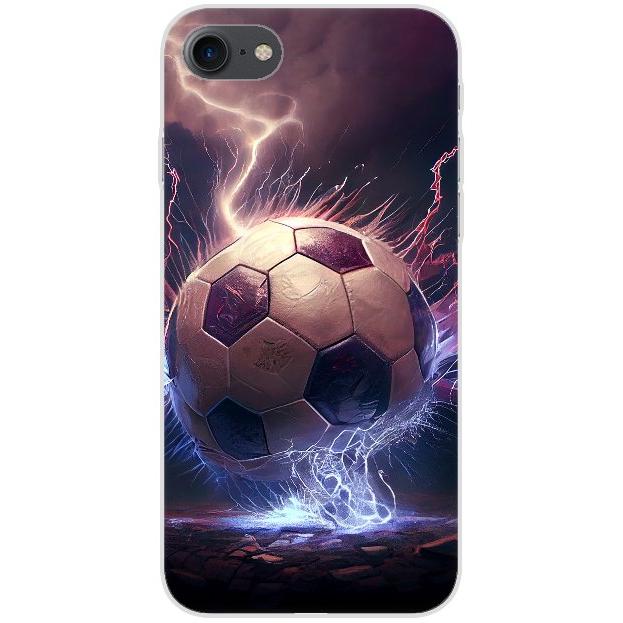 iPhone 7 Handyhülle - Silikon Hülle transparent - Motiv 3498 Fußball Blitze - oder selbst gestalten