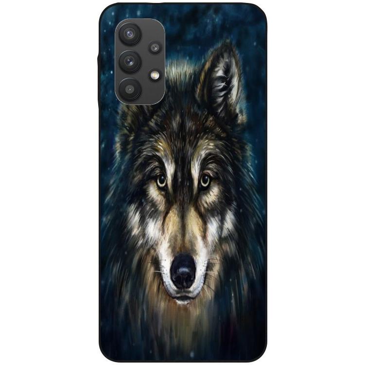 Samsung Galaxy A32 5G Handyhülle - schwarze Silikon Hülle - Motiv 662 Wolf - oder selbst gestalten