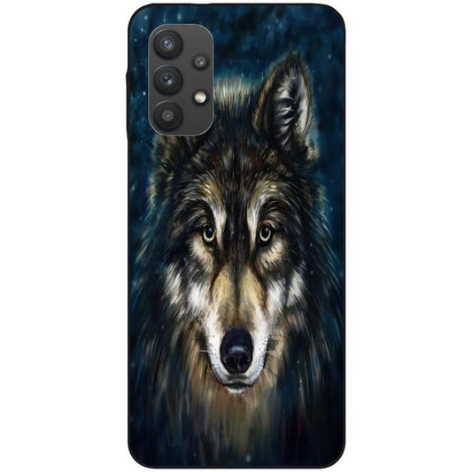 Samsung Galaxy A32 5G Handyhülle - schwarze Silikon Hülle - Motiv 662 Wolf - oder selbst gestalten