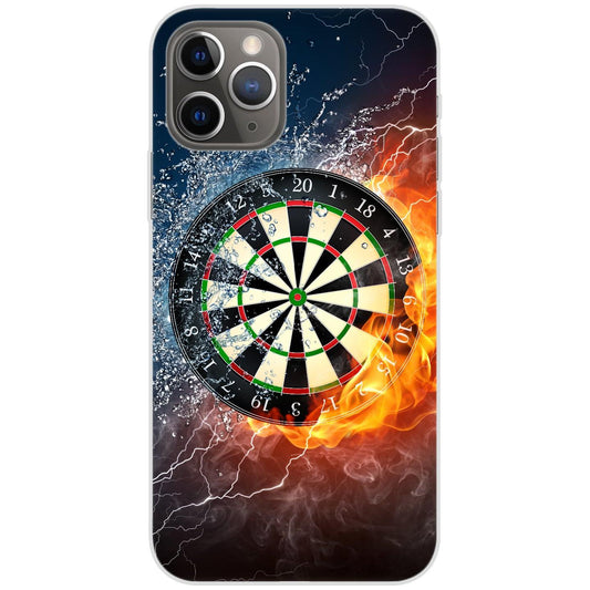 iPhone 11 Pro Handyhülle - Silikon Hülle transparent - Motiv 3189 Dartscheibe in Flammen - oder selbst gestalten