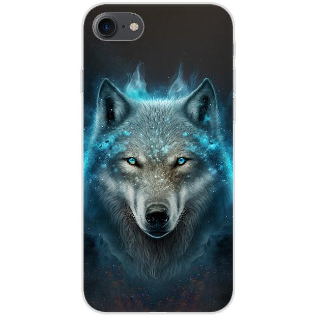 iPhone 7 Handyhülle - Silikon Hülle transparent - Motiv 3485 Wolf - oder selbst gestalten