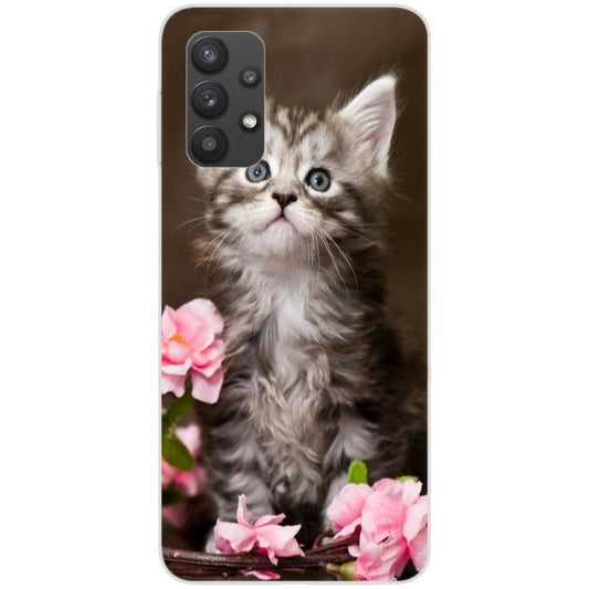 Samsung Galaxy A32 4G Handyhülle - Silikon Hülle transparent - Motiv 1251 Katze - oder selbst gestalten