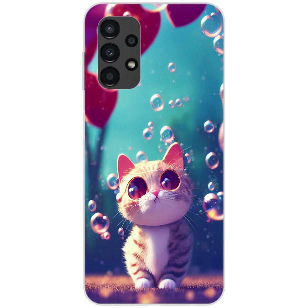 Samsung Galaxy A13 4G Handyhülle - Silikon Hülle transparent - Motiv 3475 Katze Cartoon - oder selbst gestalten